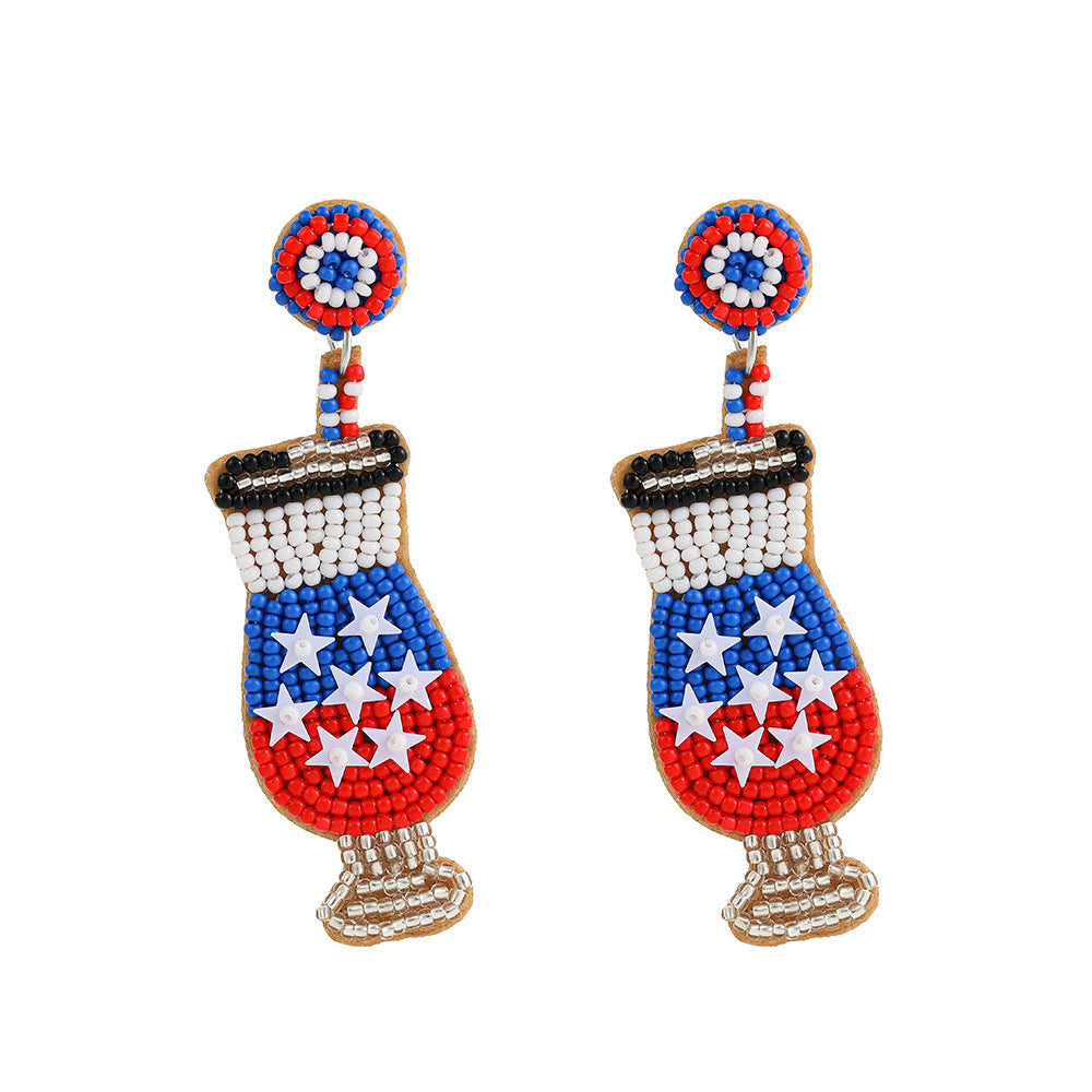 Hand-woven Star Glass Earrings Unisex Statement Drop Earrings