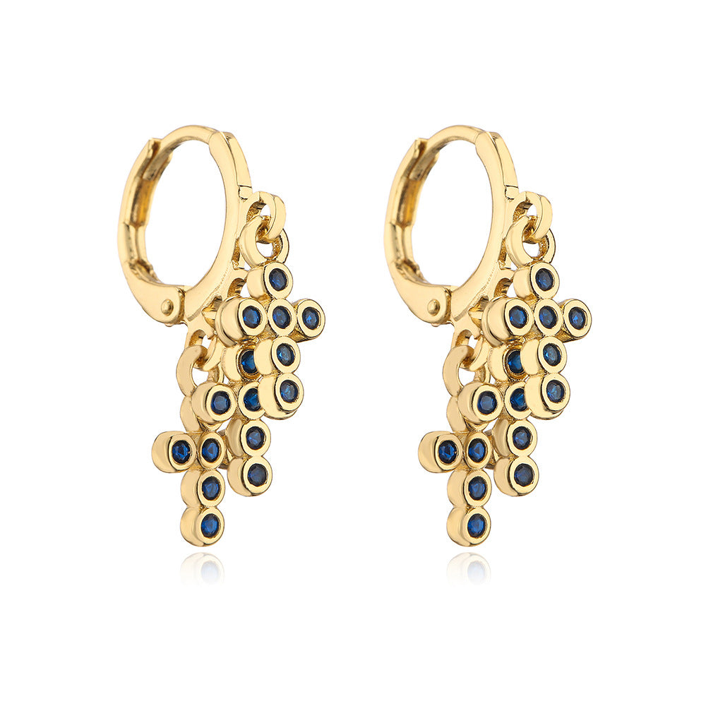 Geometric Pendant Earrings for Women with Copper Base Plated in 18K Gold and Micro-Pave Zirconia