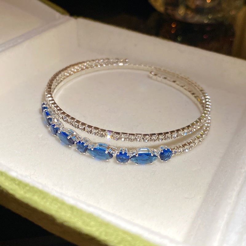 Luxury Elegant Brass Plated Crystal Cubic Zirconia Beaded Bracelet for Women
