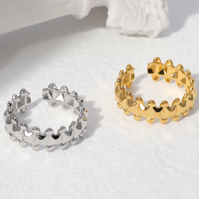 Geometric Adjustable Stainless Steel Ring for Women with Plated Finish