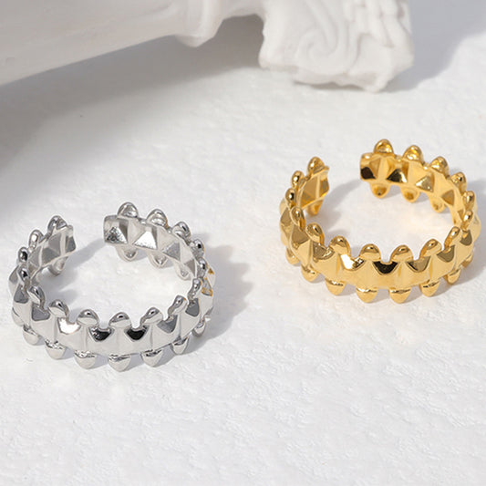 Geometric Adjustable Stainless Steel Ring for Women with Plated Finish