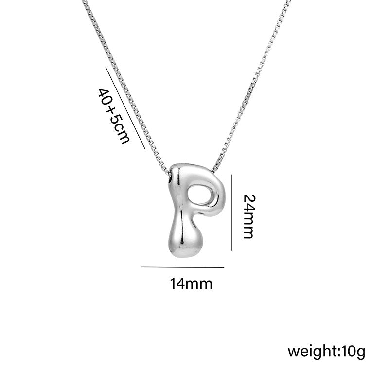 Collar con colgante de acero titanio con forma de letra minimalista y chapado en oro para mujer