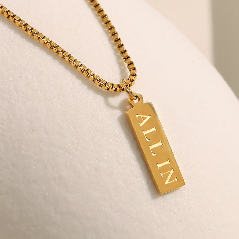 Minimalist Letter Pendant Necklace in Stainless Steel with 18K Gold Plating for Women