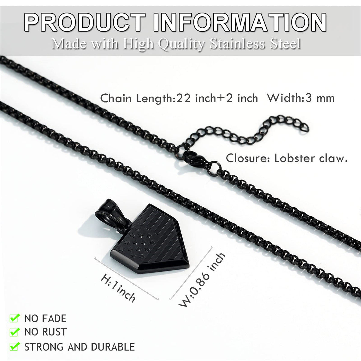Collana Pendente a Scudo Pentagonale Geometrico Minimalista da Uomo in Acciaio al Titanio con Finitura Lucida