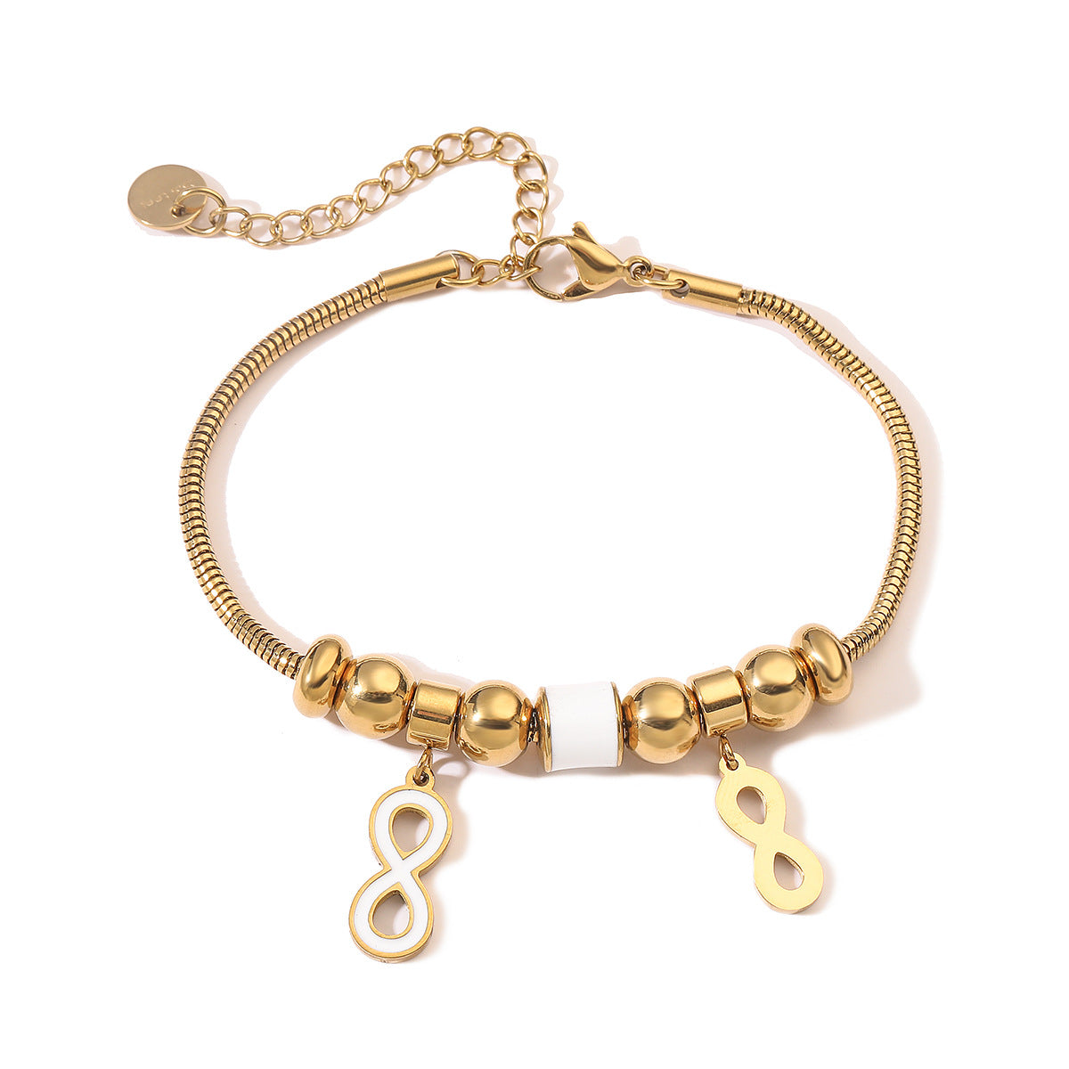 18K Gold Plated Stainless Steel Cross Bracelet with Cubic Zirconia for Women