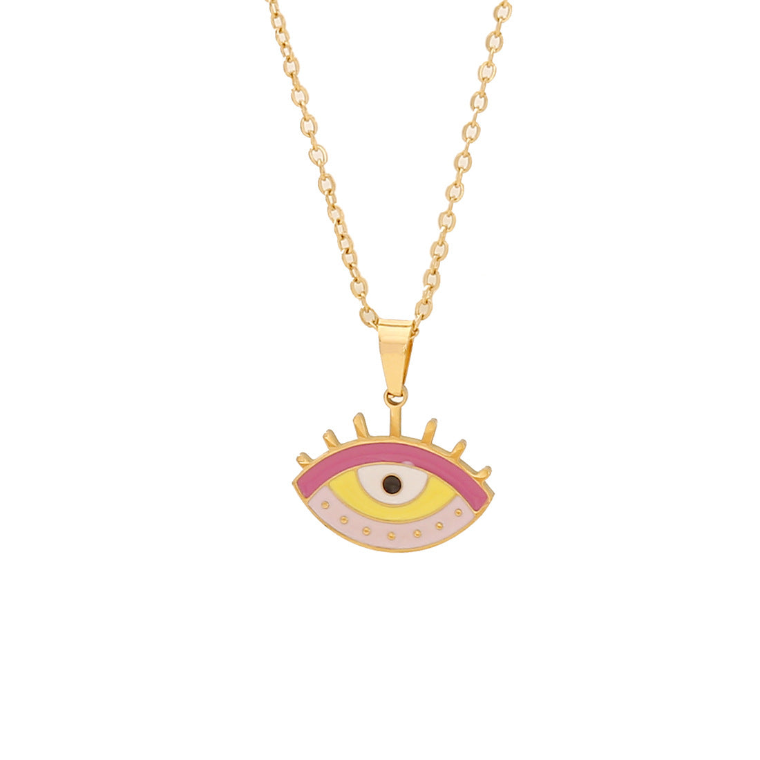 Collana alla Moda a Cuore Rosa con Fiori e Pendente a Farfalla in Acciaio Inossidabile da Donna
