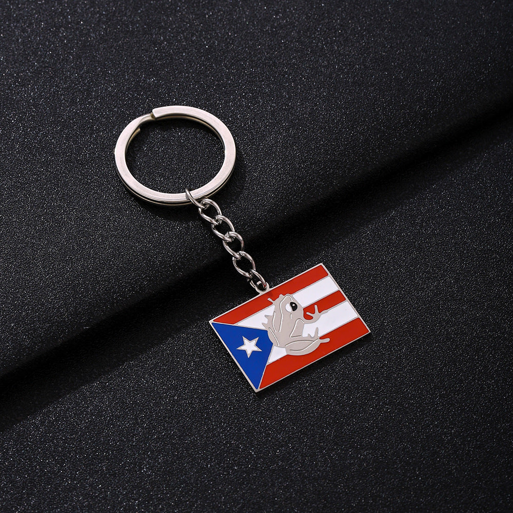 Vintage Ethnic Puerto Rican Pendant Keychain for Men and Women Stainless Steel Unisex Accessory