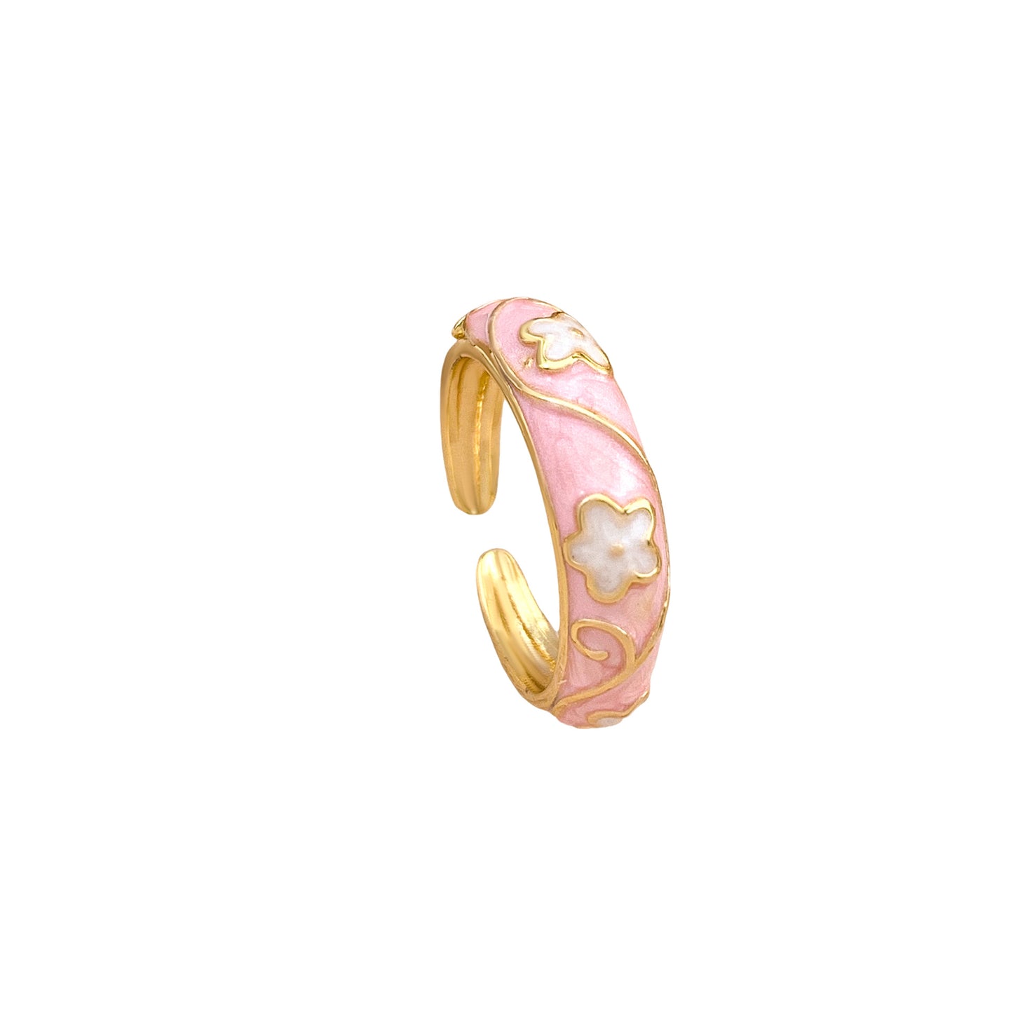 Sweet Floral Enamel Plated Alloy Ring for Women