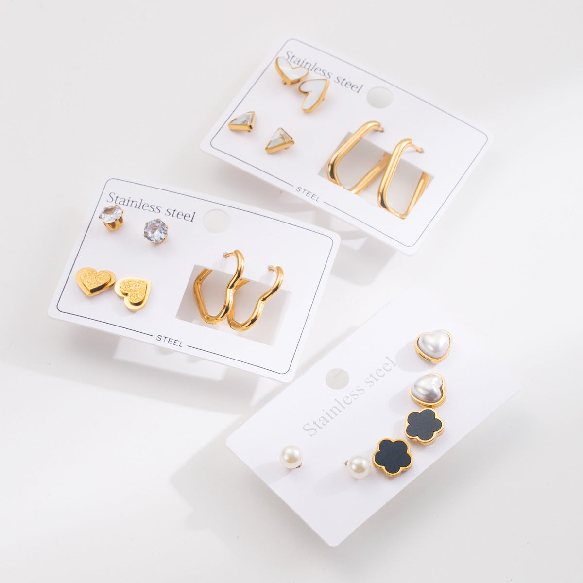 Elegantes pendientes de acero inoxidable con forma de corazón, minimalistas, con perla barroca e incrustaciones de concha para mujer