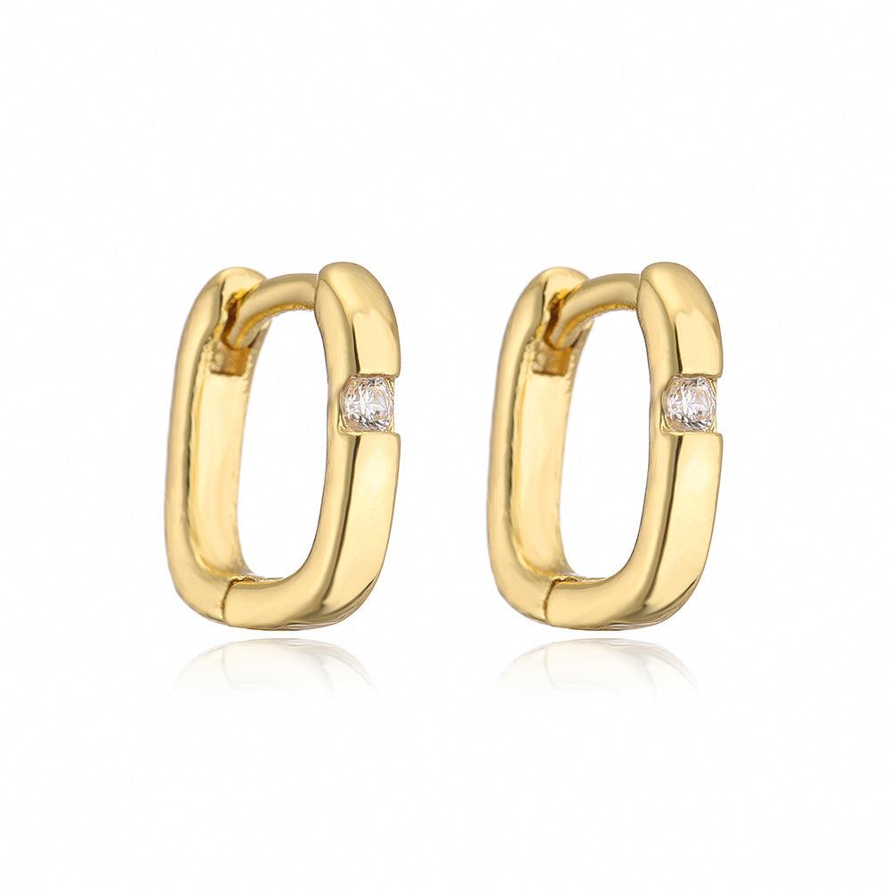 Minimalist Geometric Copper Earrings with 18K Gold Plating for Women