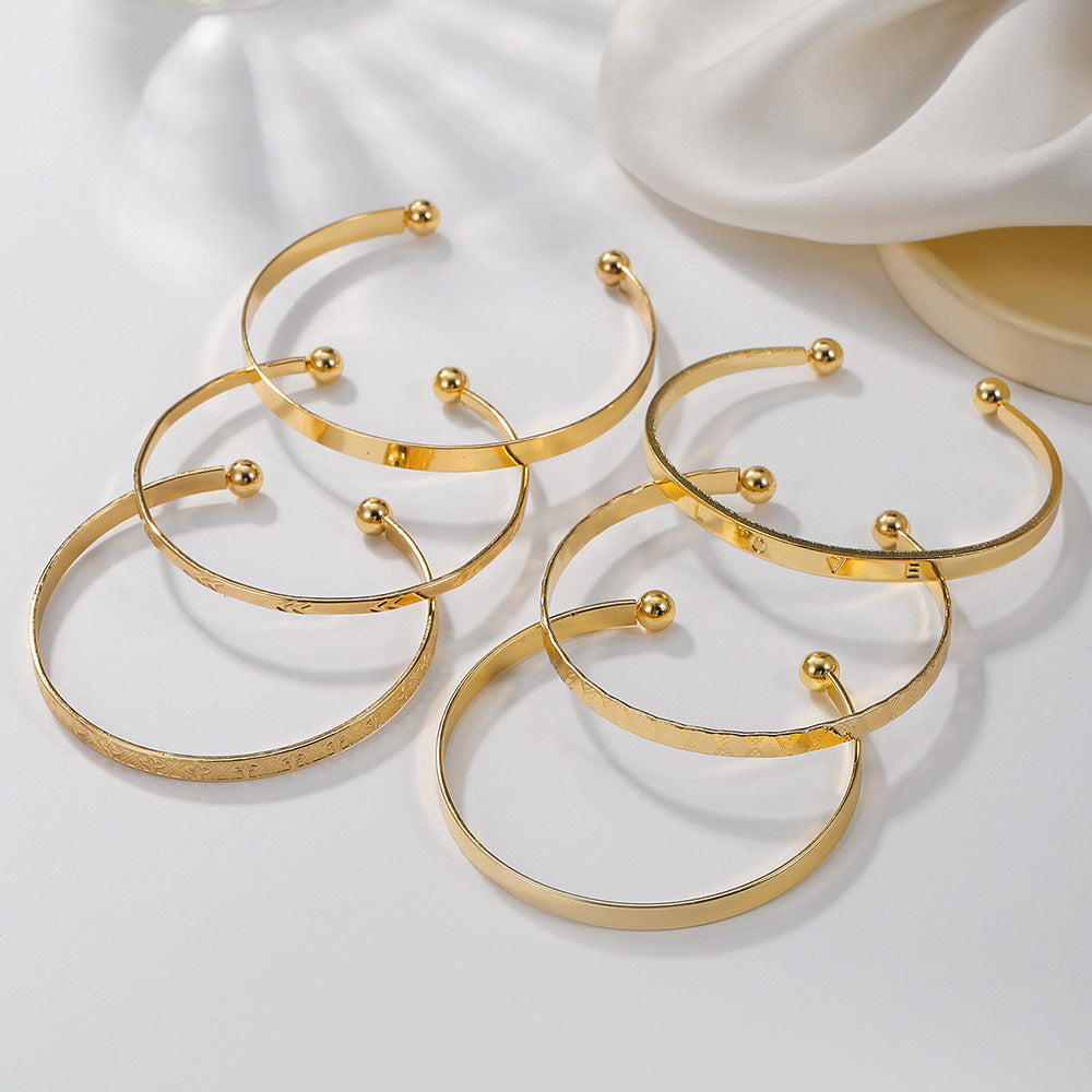 Bohemian LOVE Letter Geometric Plated Iron Cuff Bracelet Set