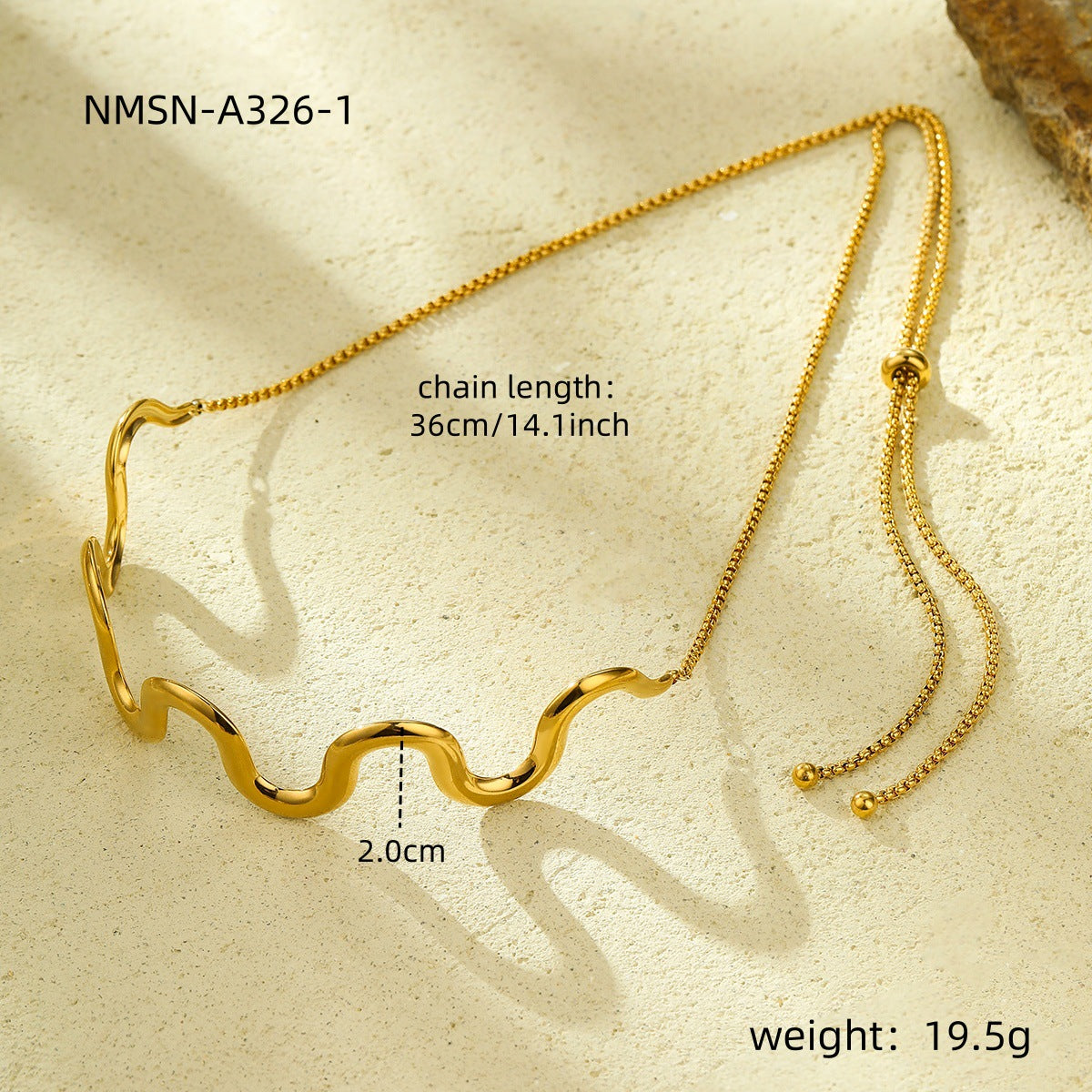 Set di Collane da Donna alla Moda in Acciaio al Titanio a Forma di Onda con Placcatura in Oro 18K