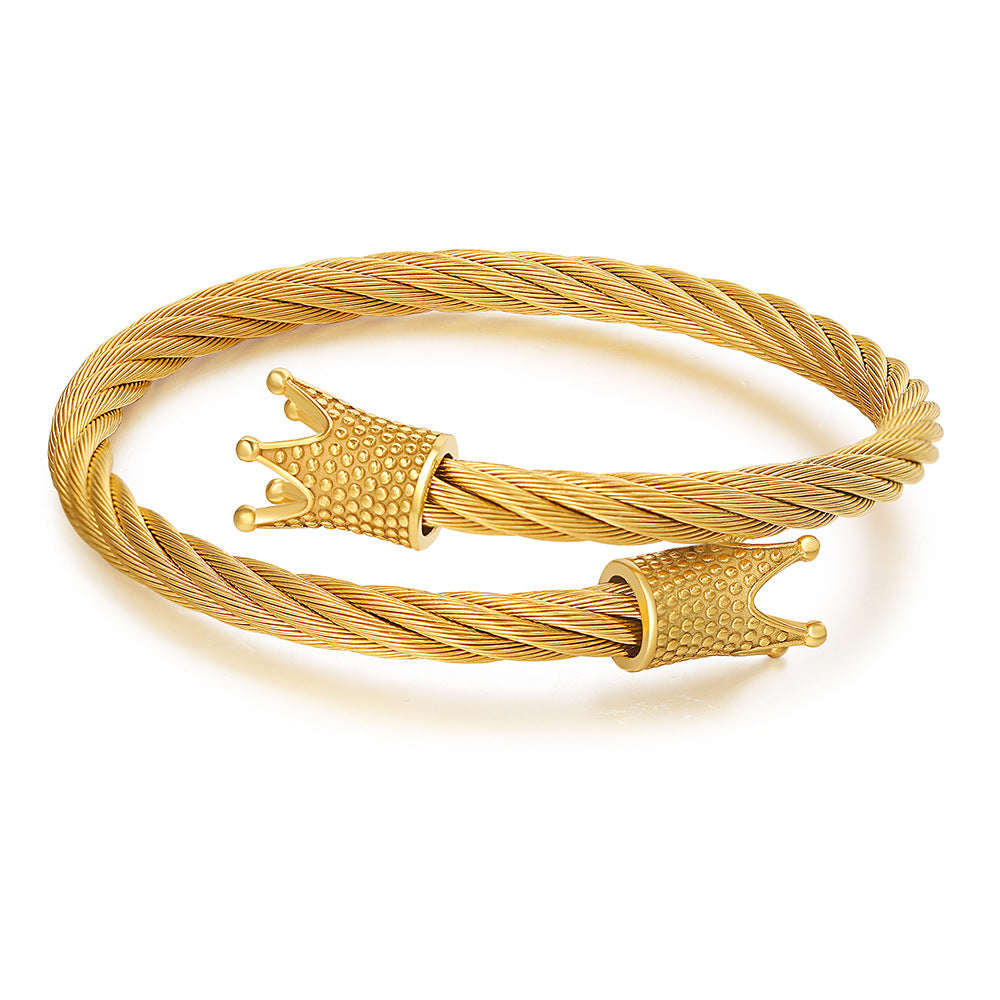 Vintage Geometric Square Plated Stainless Steel Bracelet for Men and Women