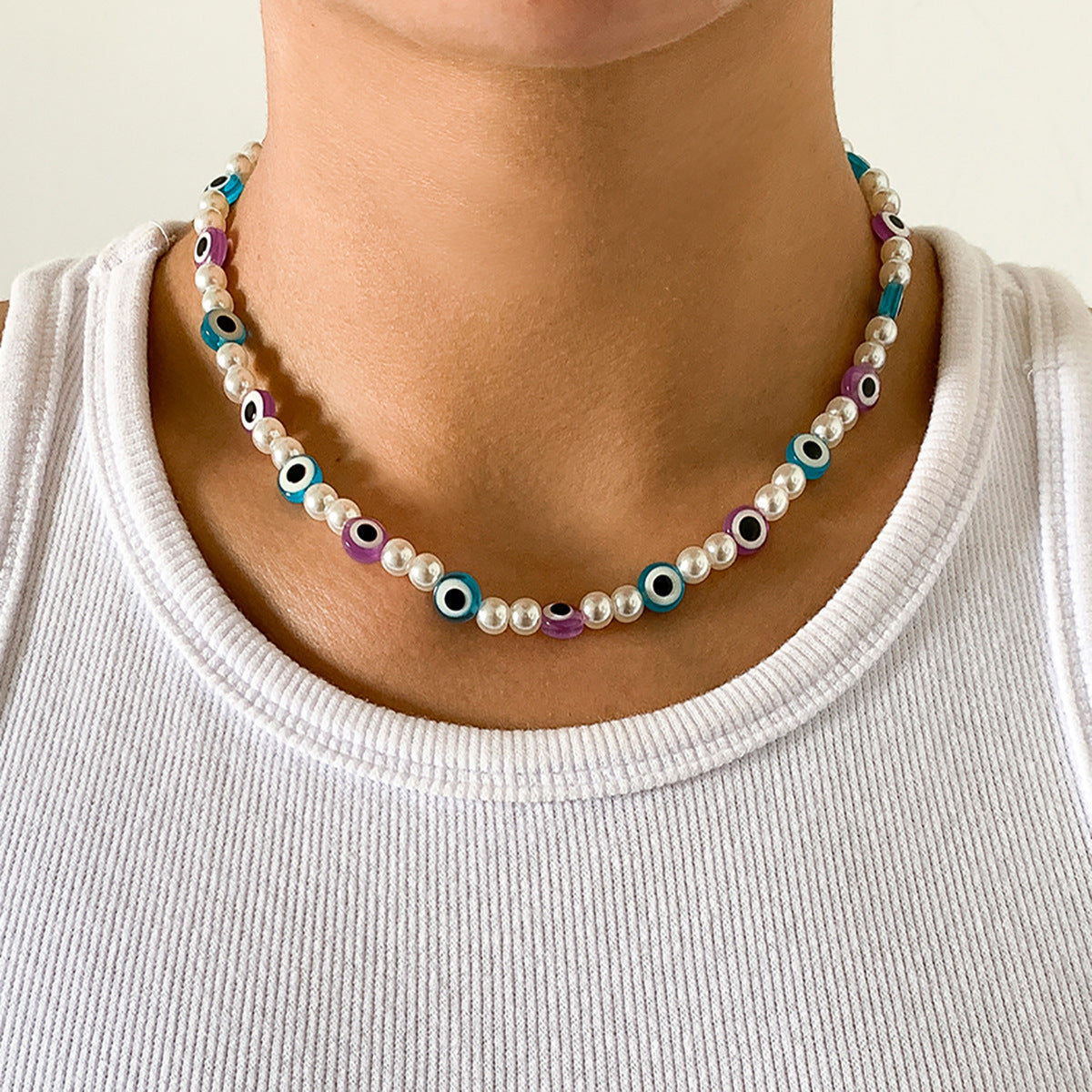 Sweet Floral Acrylic and Imitation Pearl Ball Chain Necklace
