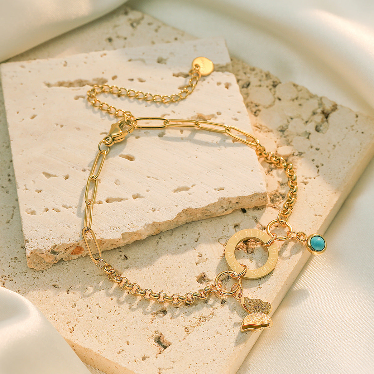 Minimalist Butterfly-Shaped Titanium Steel Bracelet with 18K Gold Plating for Women
