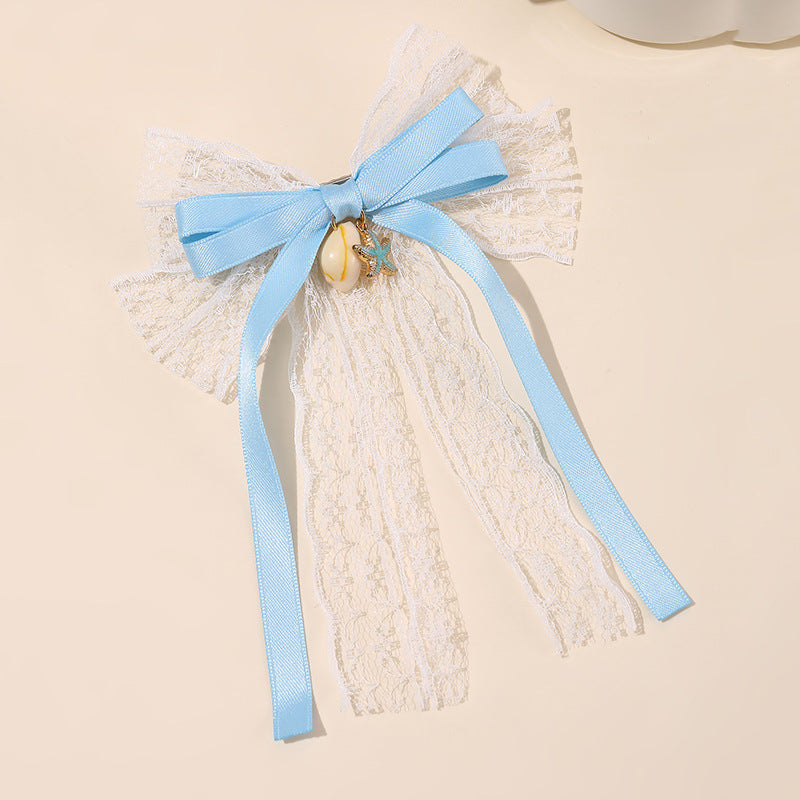Fermaglio per capelli a fiocco con nappe e rete arricciata per bambine accessorio per capelli per bambine di ispirazione vintage