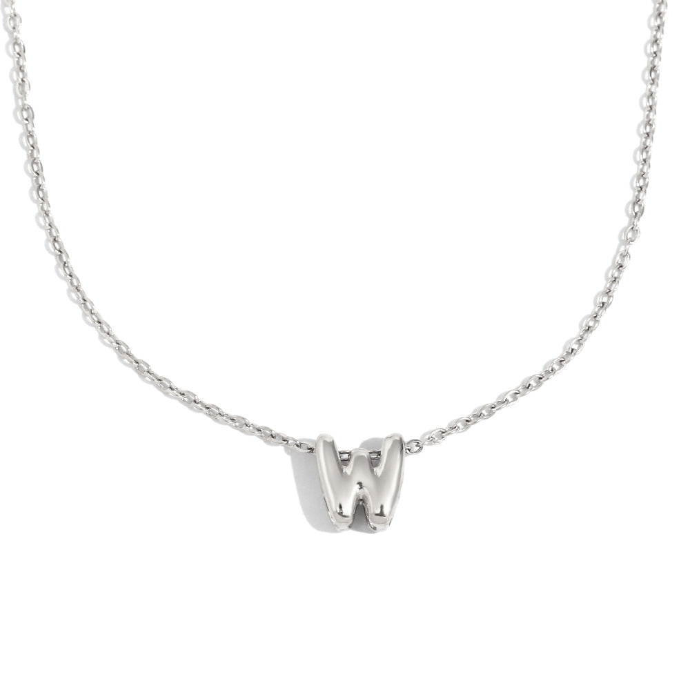 Fashionable Minimalist Letter Pendant Necklace in Stainless Steel with 18K Gold Plating for Women