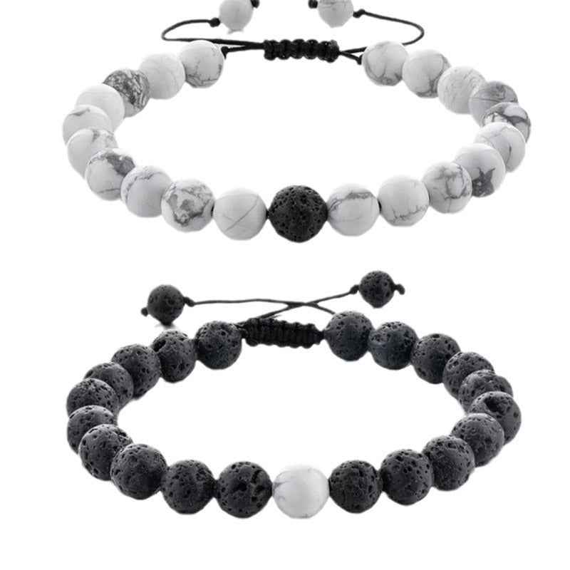 Matte Geometric Heart Alloy Beaded Bracelet Unisex