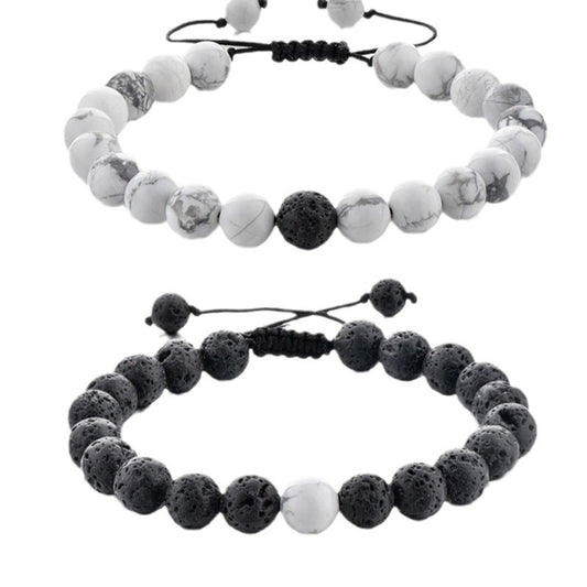 Matte Geometric Heart Alloy Beaded Bracelet Unisex