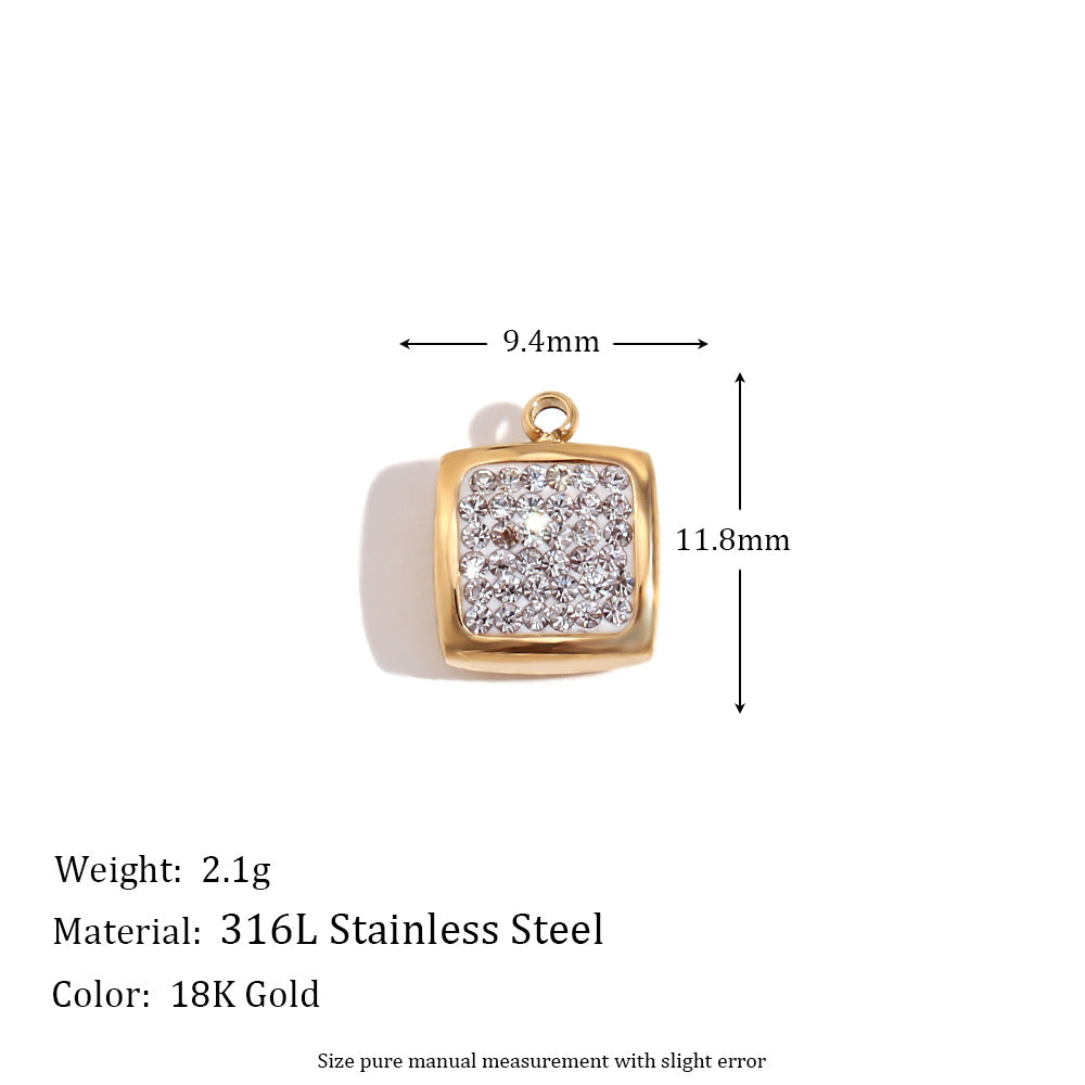 Minimalist Geometric Heart Pendant for Women Stainless Steel with 18K Gold Plating and Micro-Pave Colored Rhinestones