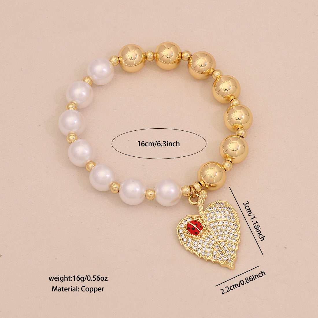 Fashion OL Style Insect-Shaped Imitation Pearl Beaded Bracelet for Women