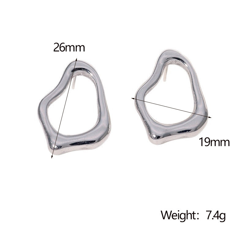 Orecchini a perno da donna in acciaio inossidabile geometrici irregolari minimalisti con finitura placcata
