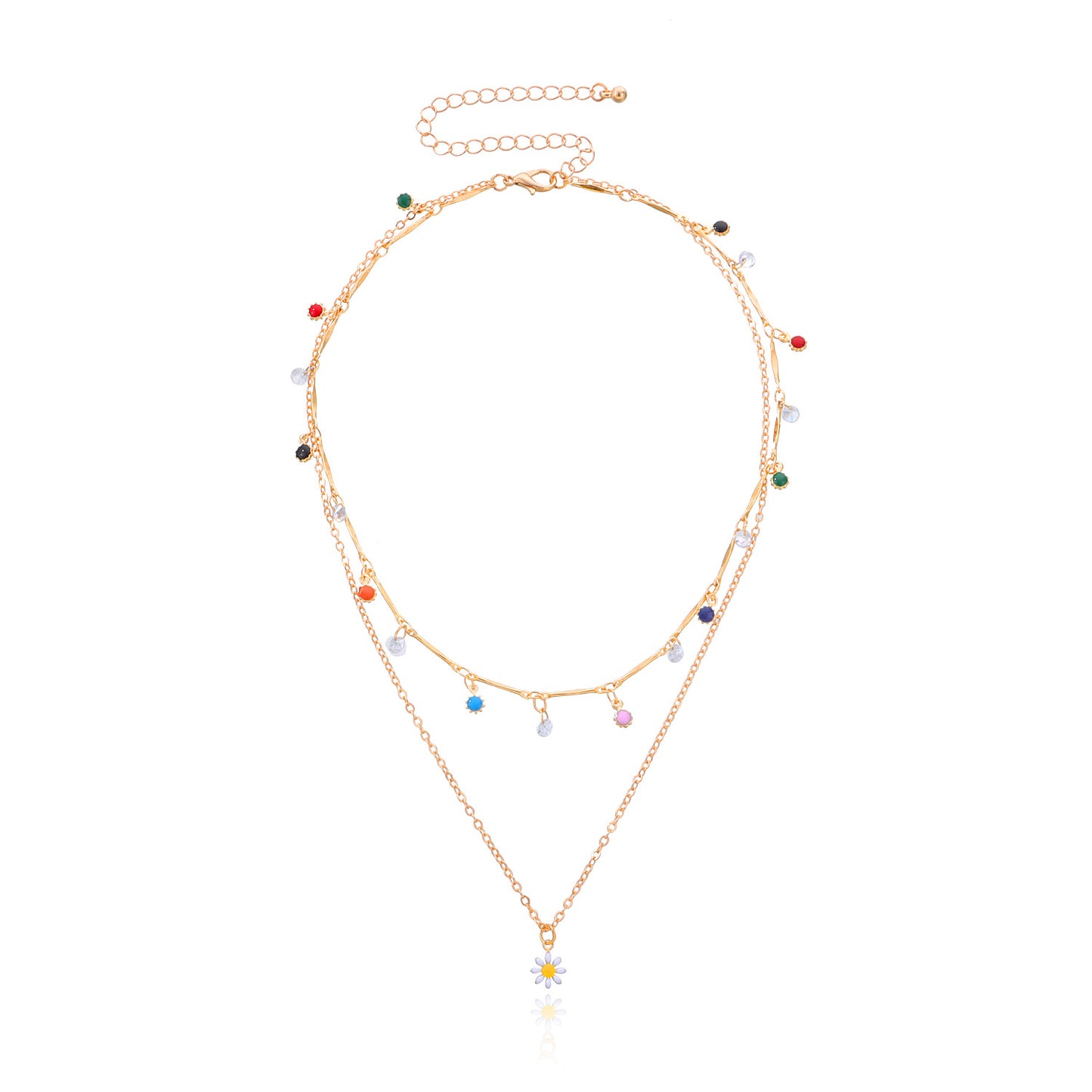 Vintage Minimalist Floral Geometric Alloy Rhinestone Pendant Necklace for Women