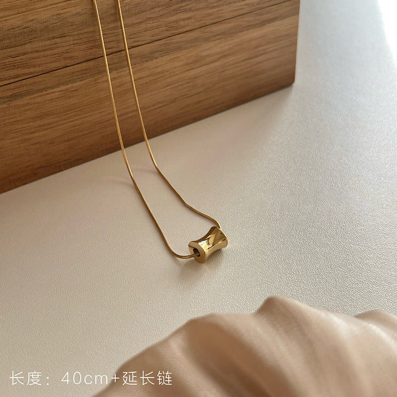 Minimalist Geometric Titanium Steel Necklace with Gold Plating for Layering Delicate Clavicle Chain