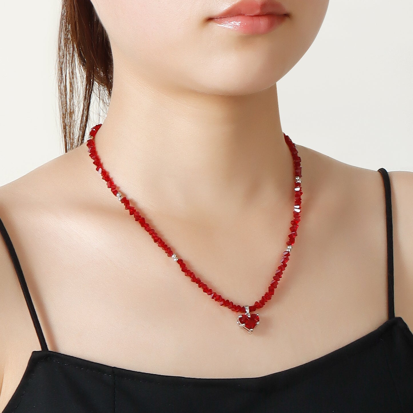 Handmade Beaded Heart Pendant Necklace with Glass Seed Beads for Women