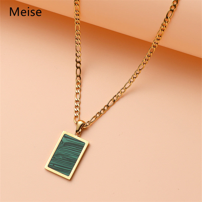 Korean Sweet Geometric Shell Pendant Necklace 18K Gold Plated Stainless Steel Women's Sweater Chain