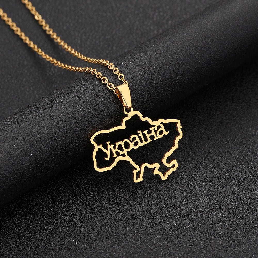 Collana con ciondolo geometrico etnico vintage da donna in acciaio inossidabile e titanio con finitura placcata, catena a O
