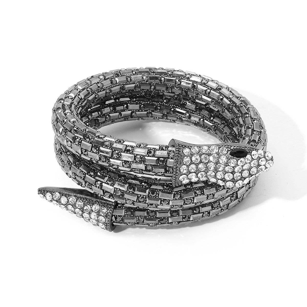Edgy Snake-Shaped Alloy Bracelet with Rhinestone Inlay Plated in Premium Finish for Women