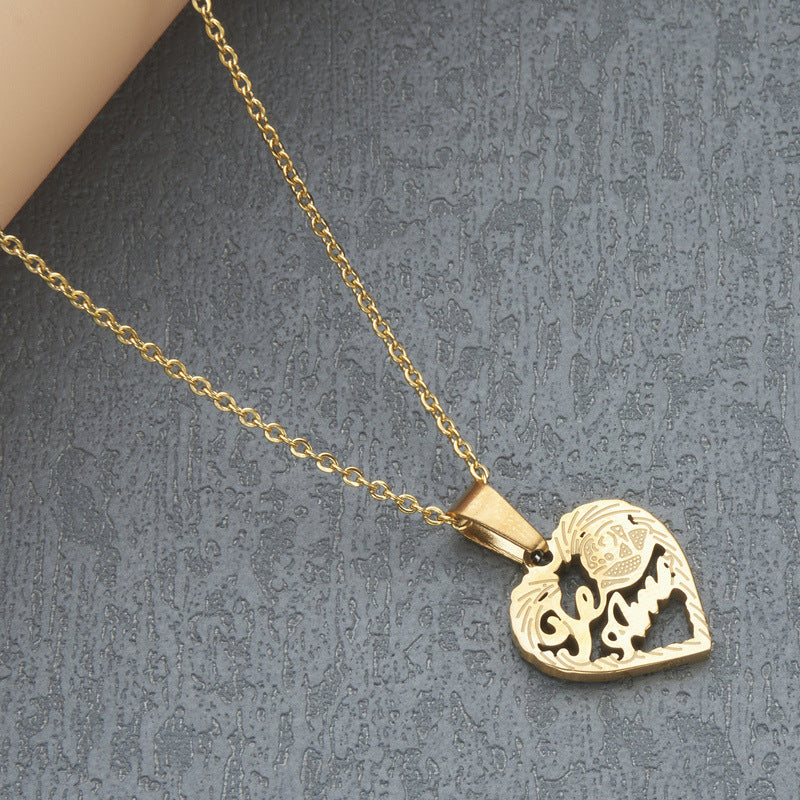 Minimalist Heart-Shaped Titanium Steel Pendant Necklace with Enamel Finish for Unisex Daily Wear