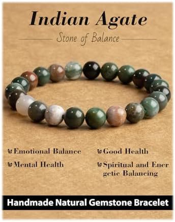 Natural Obsidian and Amazonite Stone Beaded Bracelet 6mm Elastic Stretch Bangle Unisex Handmade Jewelry