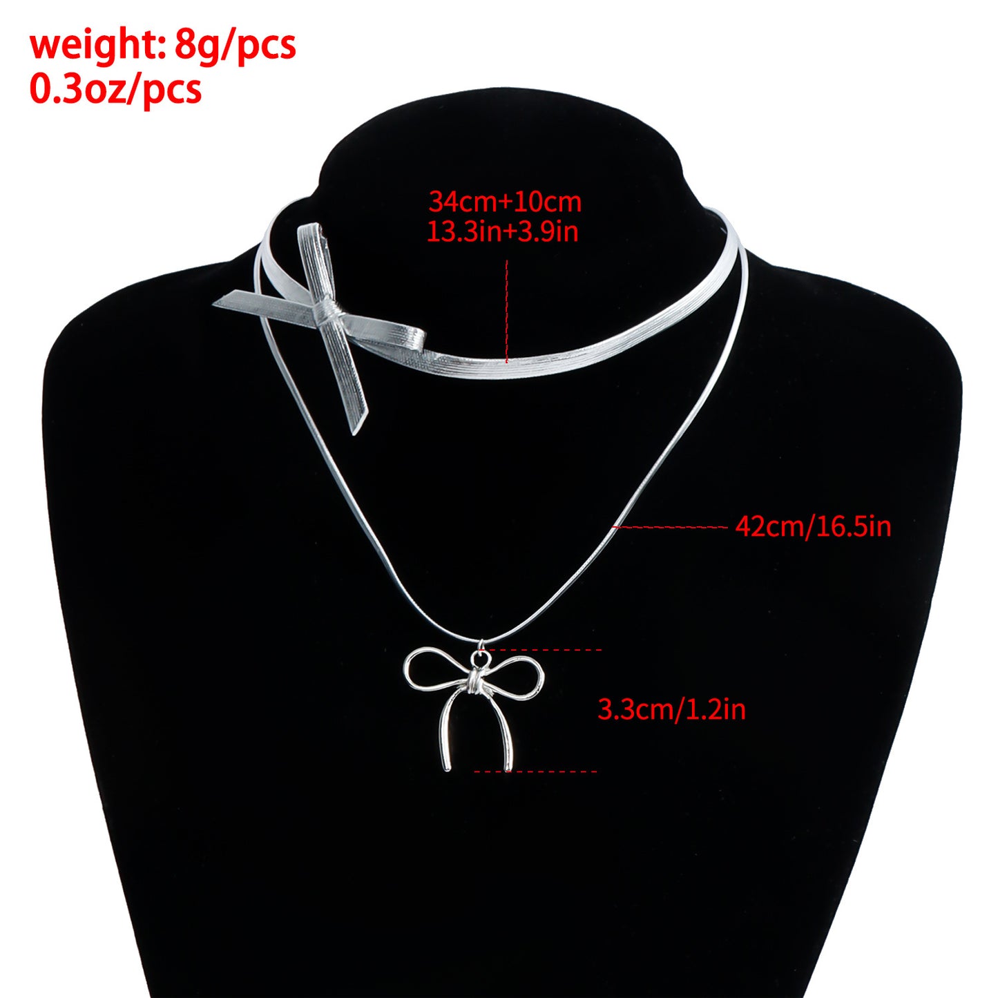 Collana pendente a forma di fiocco minimalista da donna in lega con finitura placcata e delicata catena a clavicola