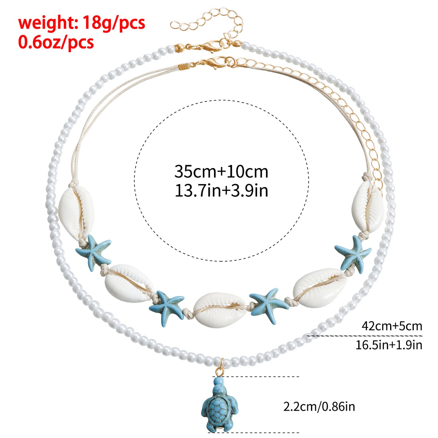 Bohemian Hand-Knotted Summer Necklace with Shell Star Turtle Pendant for Women