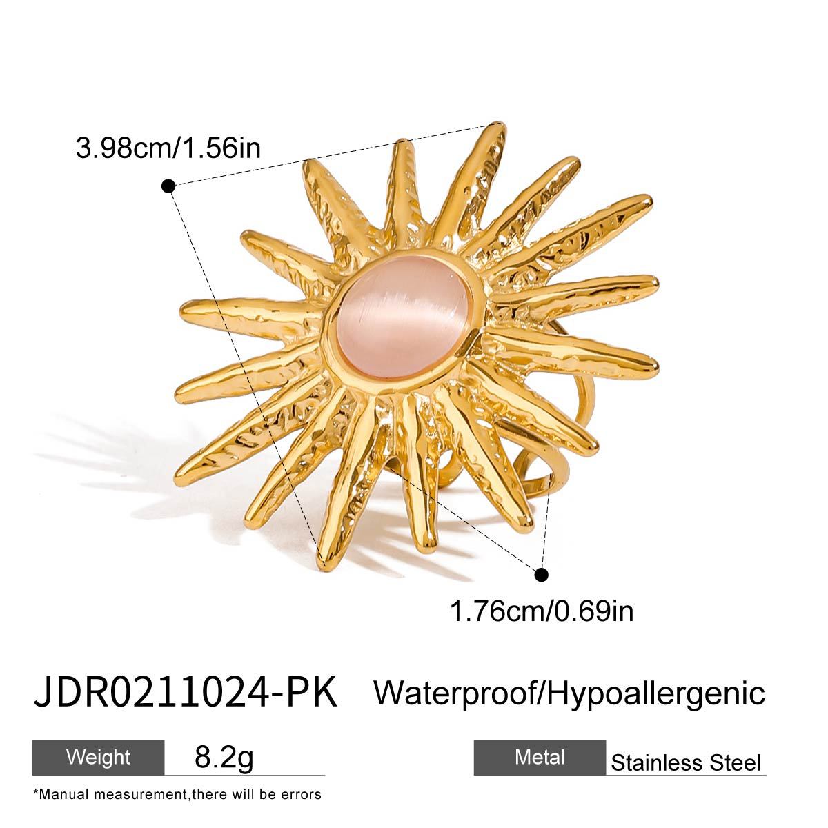Minimalist Geometric Stainless Steel Plated Ring with Cubic Zirconia for Women