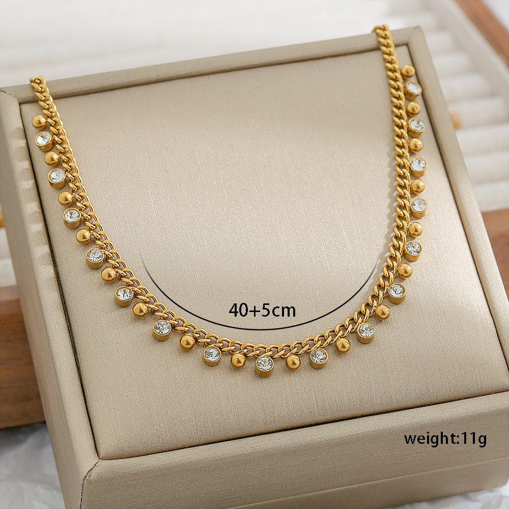 Collana Girocollo Minimalista Geometrica in Acciaio Titanio Placcato con Strass per Donna e Uomo