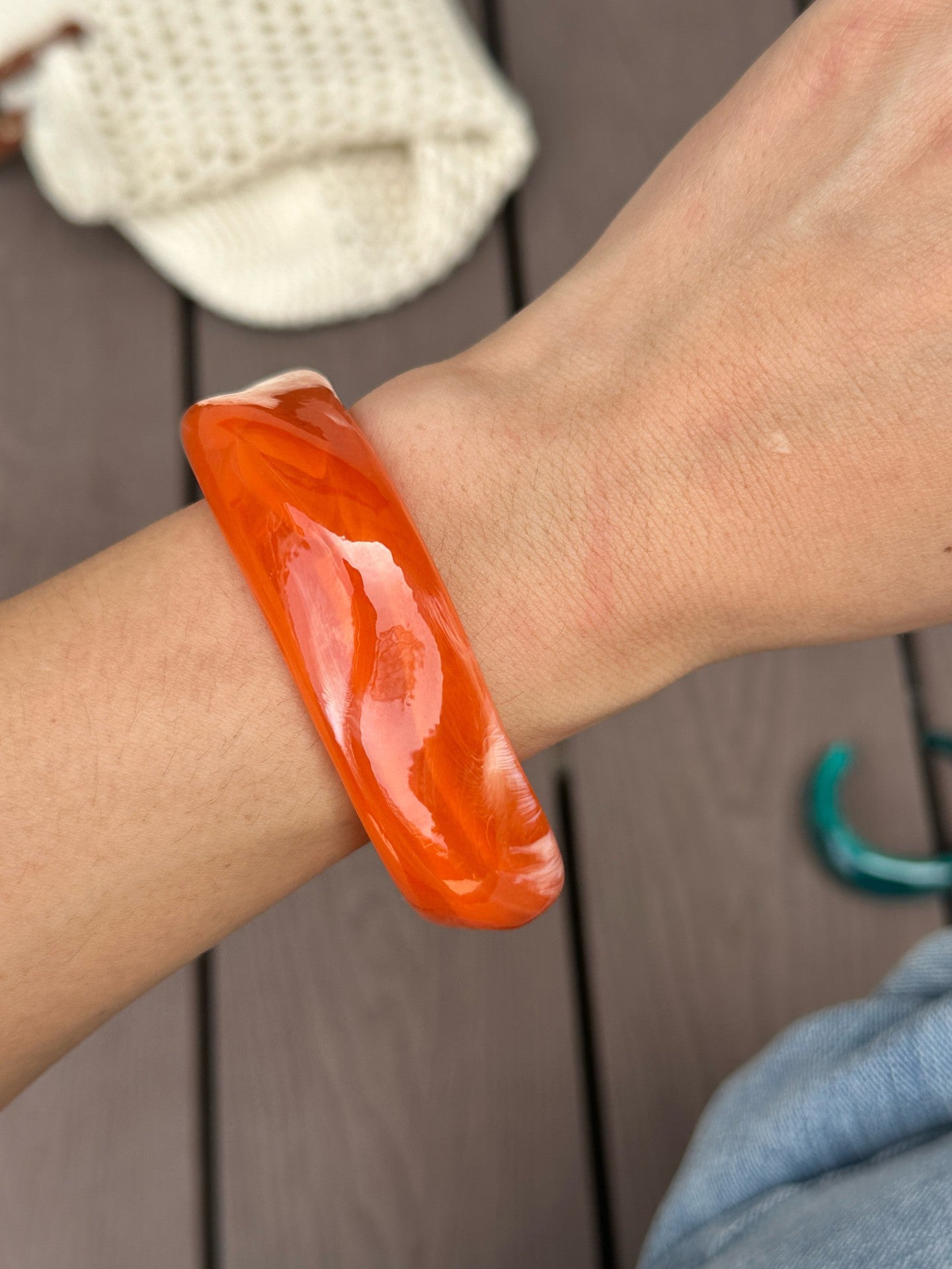 Luxury Brown Square Resin Drip Oil Bracelet for Women