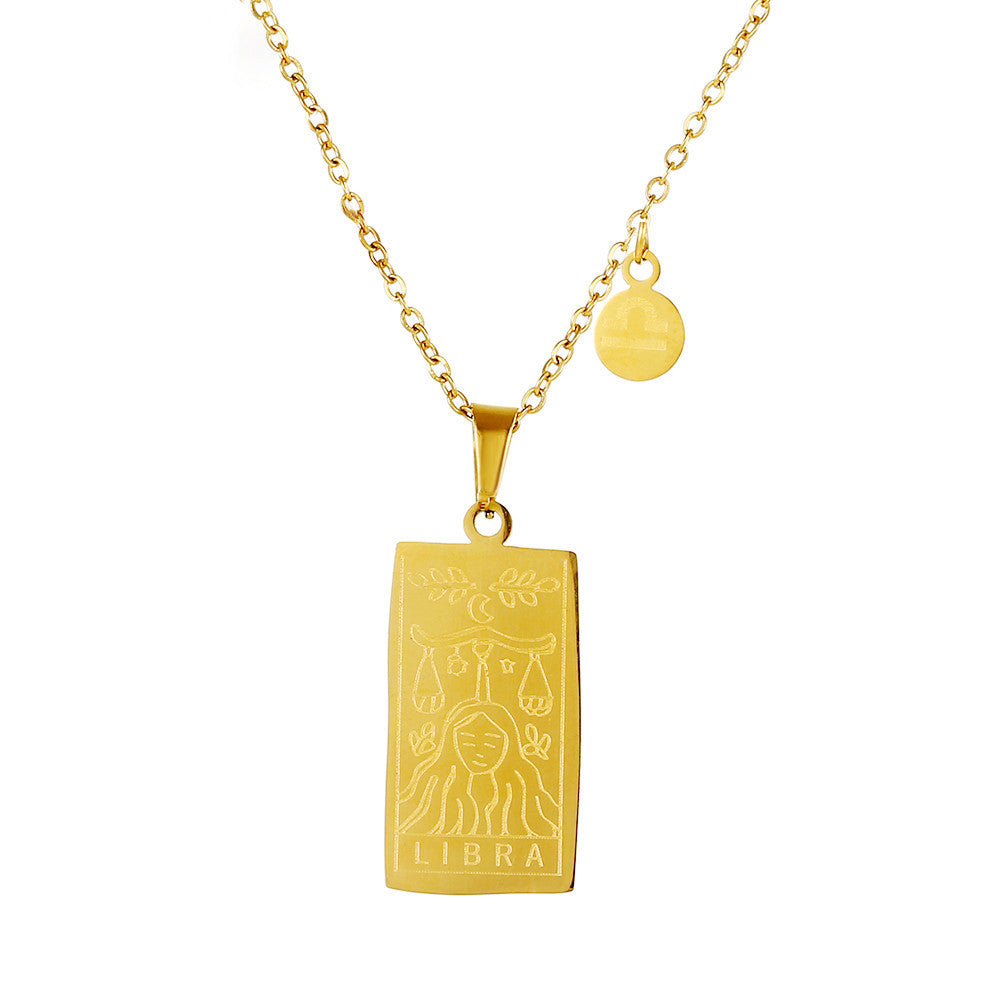Vintage Geometric Square Titanium Steel Necklace with Alloy Pendant on Ball Chain
