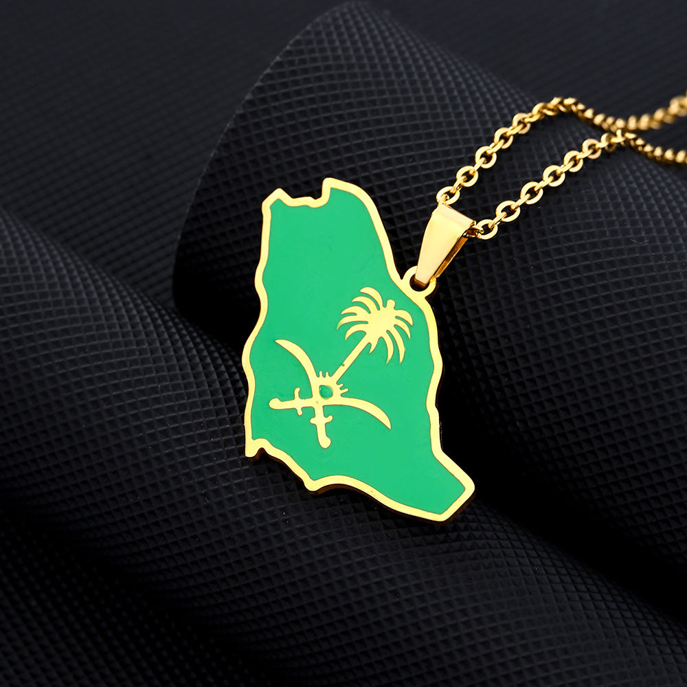 Collana con ciondolo geometrico in acciaio inossidabile con charm in acciaio al titanio e finitura placcata per moda unisex