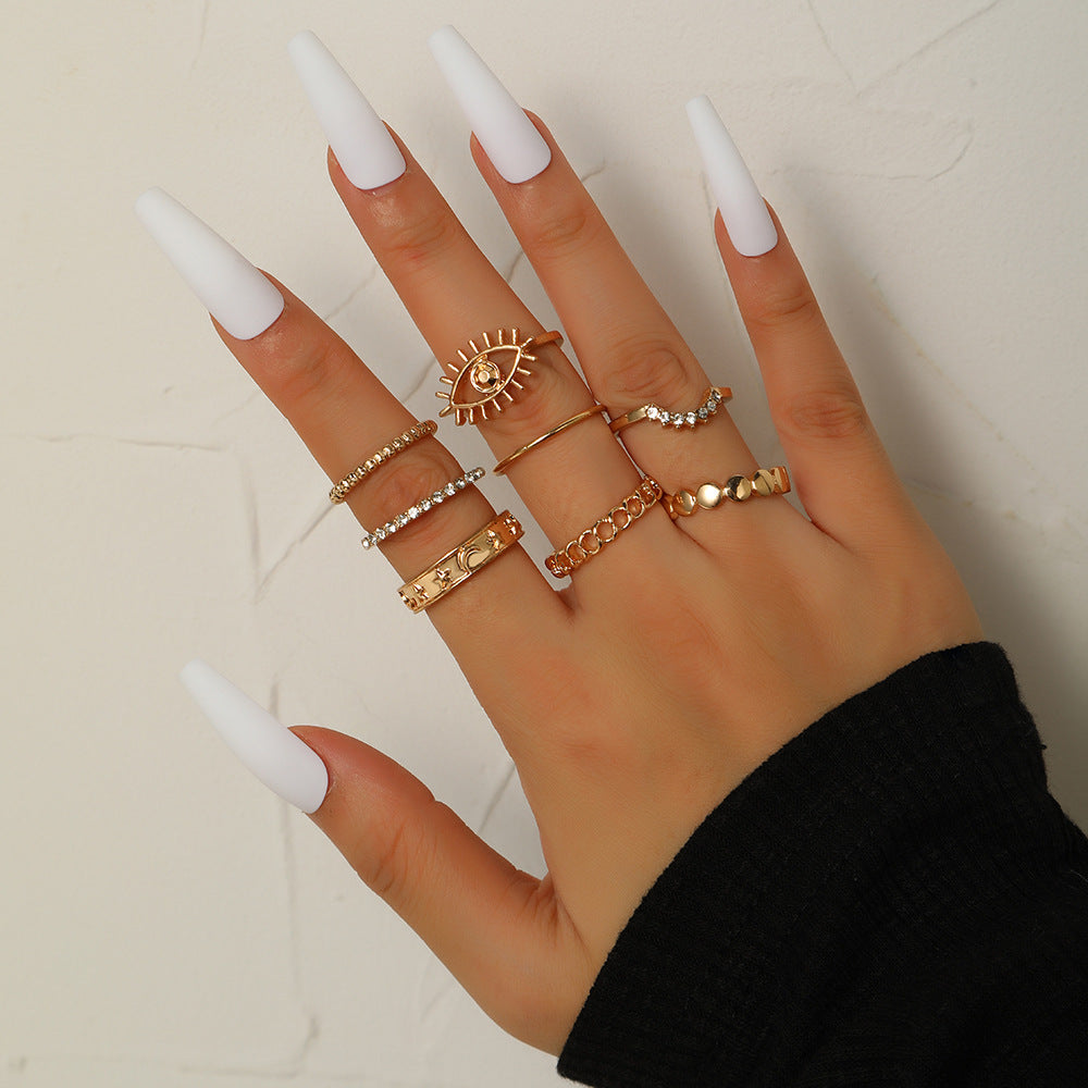 Geometric Butterfly Plated Alloy Ring Set