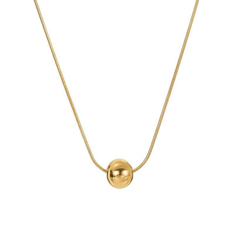 Elegante collana a maglie a serpente in acciaio inossidabile placcato oro 18K con motivo geometrico rotondo