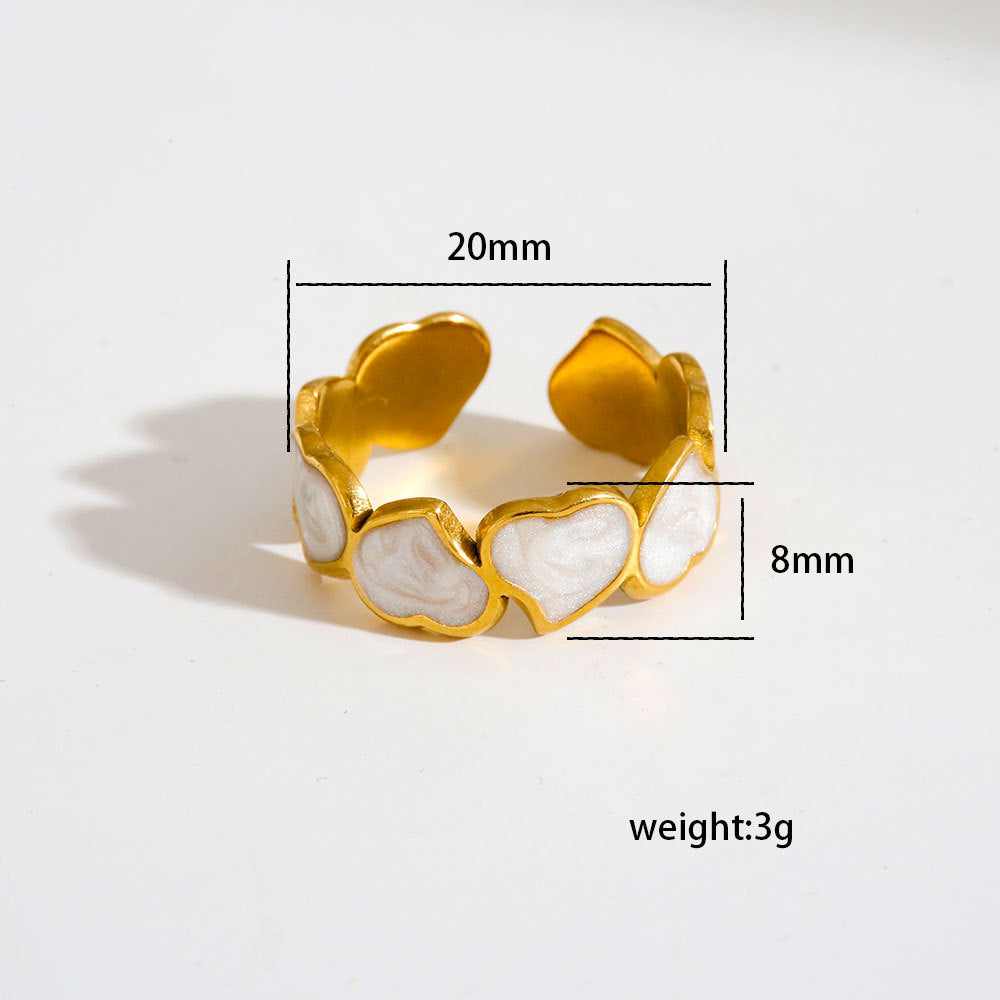 Anillo ajustable hipoalergénico minimalista de acero titanio para mujeres y hombres, con forma de corazón y geométrica, acabado chapado, conjunto de anillos delicados para nudillos.