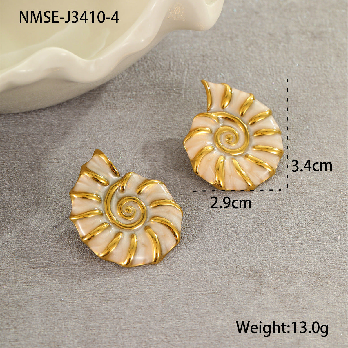 Pendientes de Acero Inoxidable con Forma de Concha Marina, Inspirados en el Océano, con Baño de Oro de 18K para Mujer