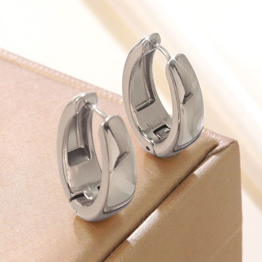 Elegant Round Geometric Stainless Steel Gold Plated Hoop Earrings for Women