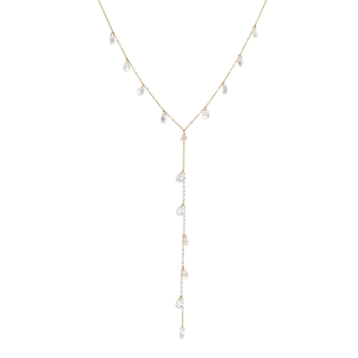 Fashionable OL Style Geometric Pendant Stainless Steel Y-Necklace with 18K Gold Plating for Women