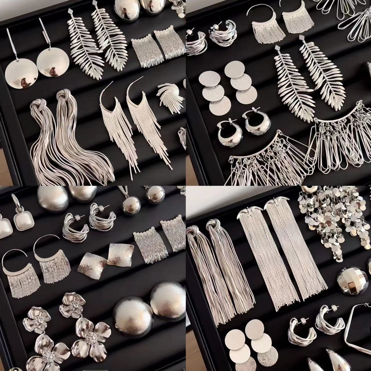 Orecchini a Nappa Geometrici Minimalisti in Metallo Placcato con Perni in Argento Sterling