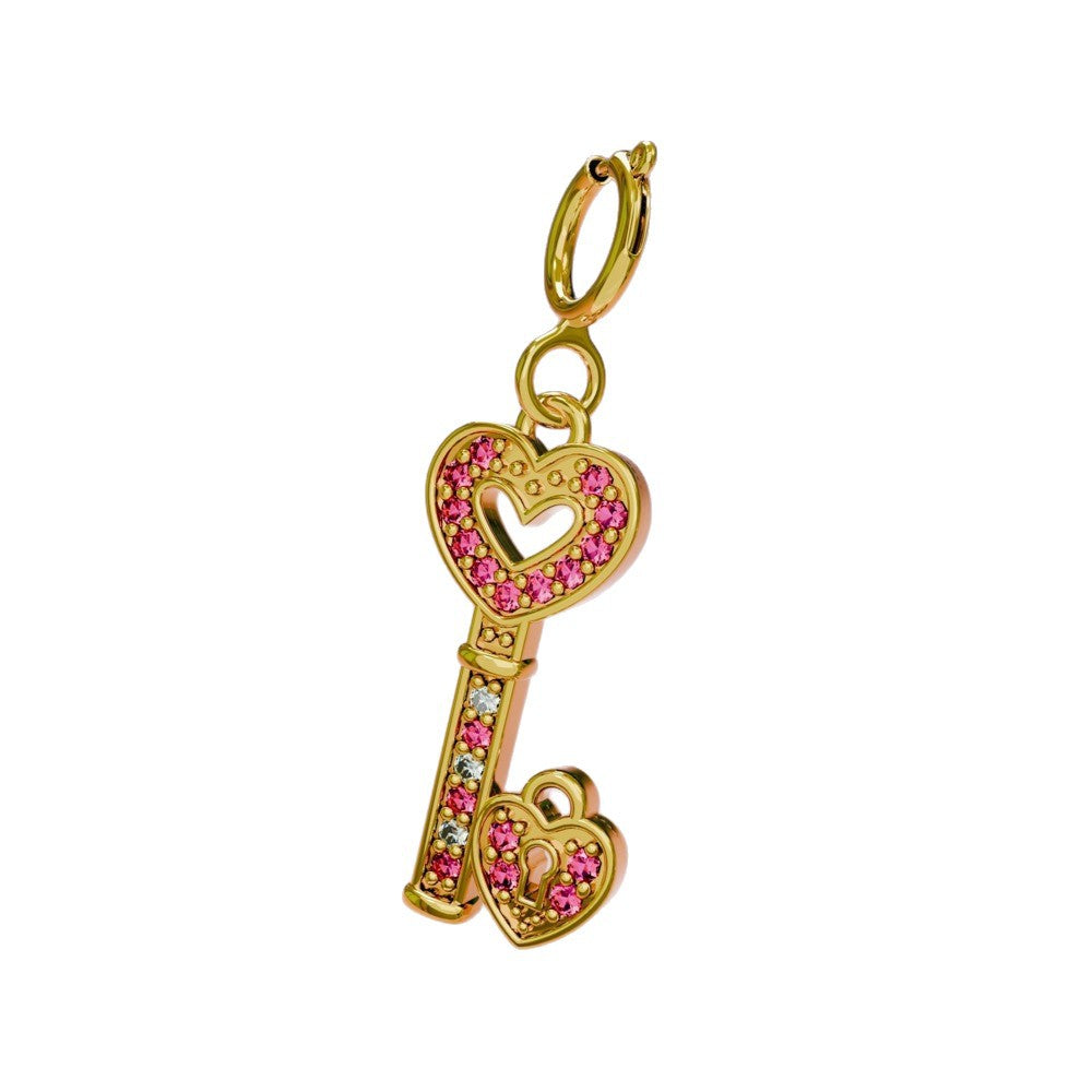 Vintage 18K Gold Plated PVD Stainless Steel Cubic Zirconia Floral Charm Bar