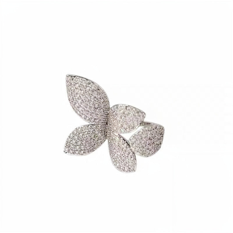 Anillo Abierto Floral Minimalista para Mujer en Cobre con Acabado Chapado Elegante Anillo para Dedo Índice Joyería de Lujo para Manos
